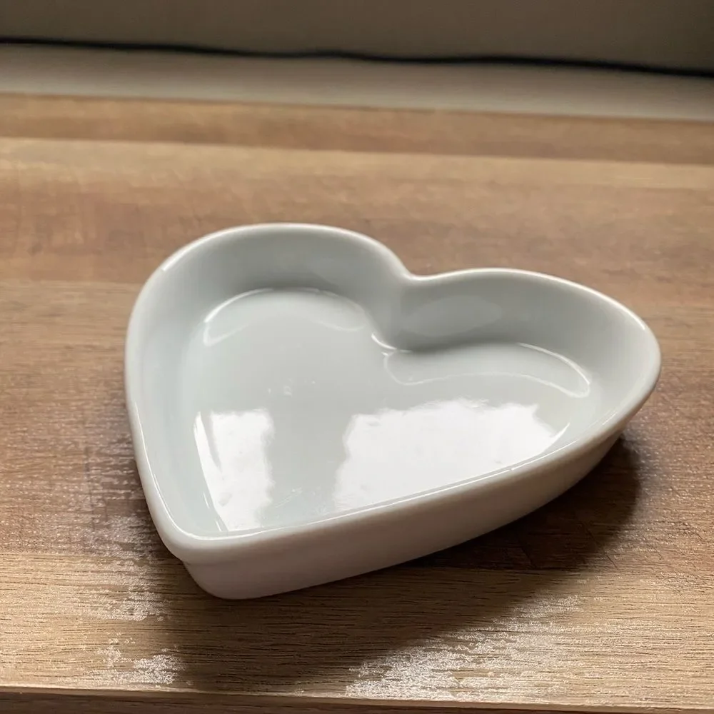 Crate & Barrel White Heart-Shaped Ceramic Dish